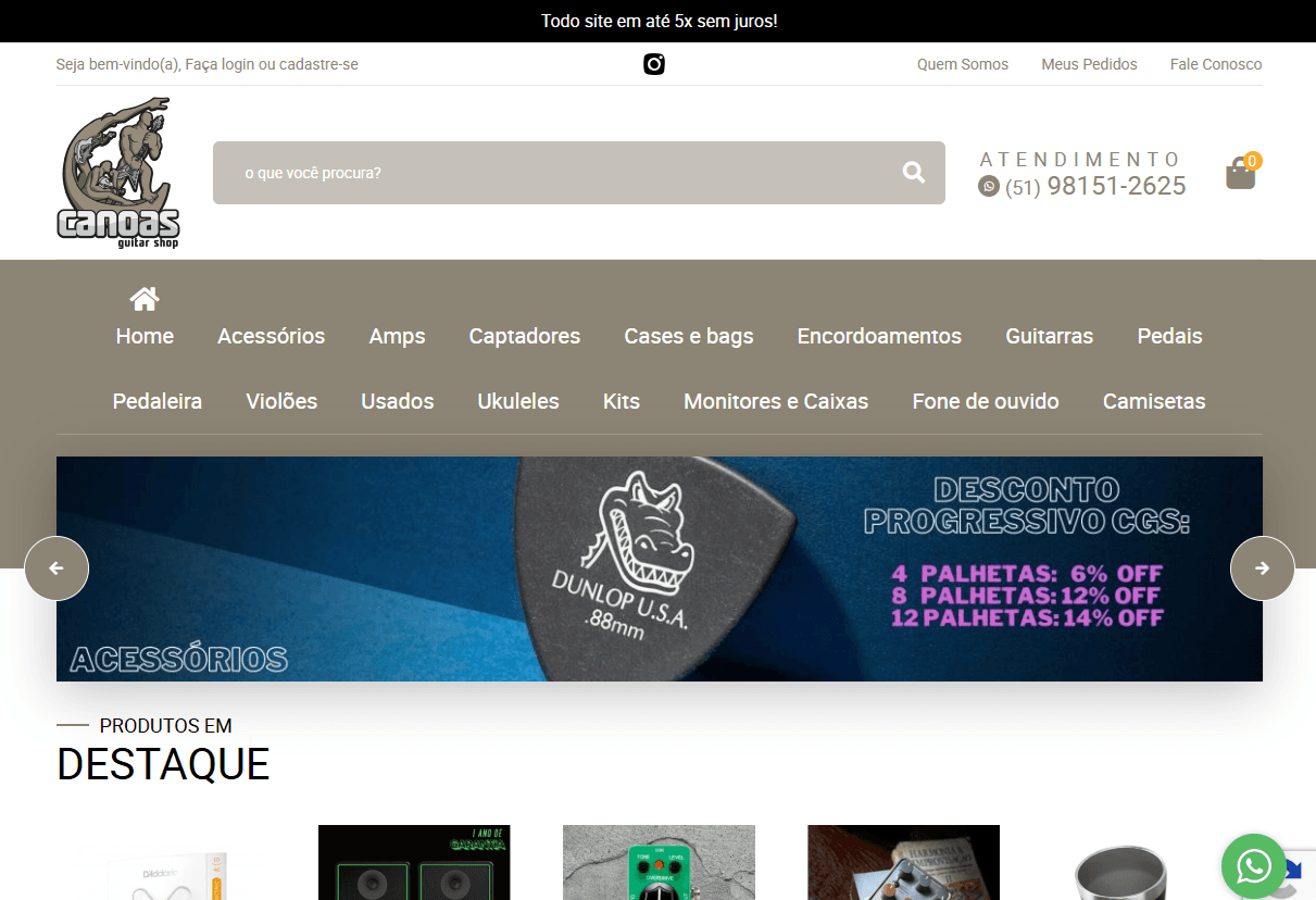 Canoas Guitar Shop - E-commerce