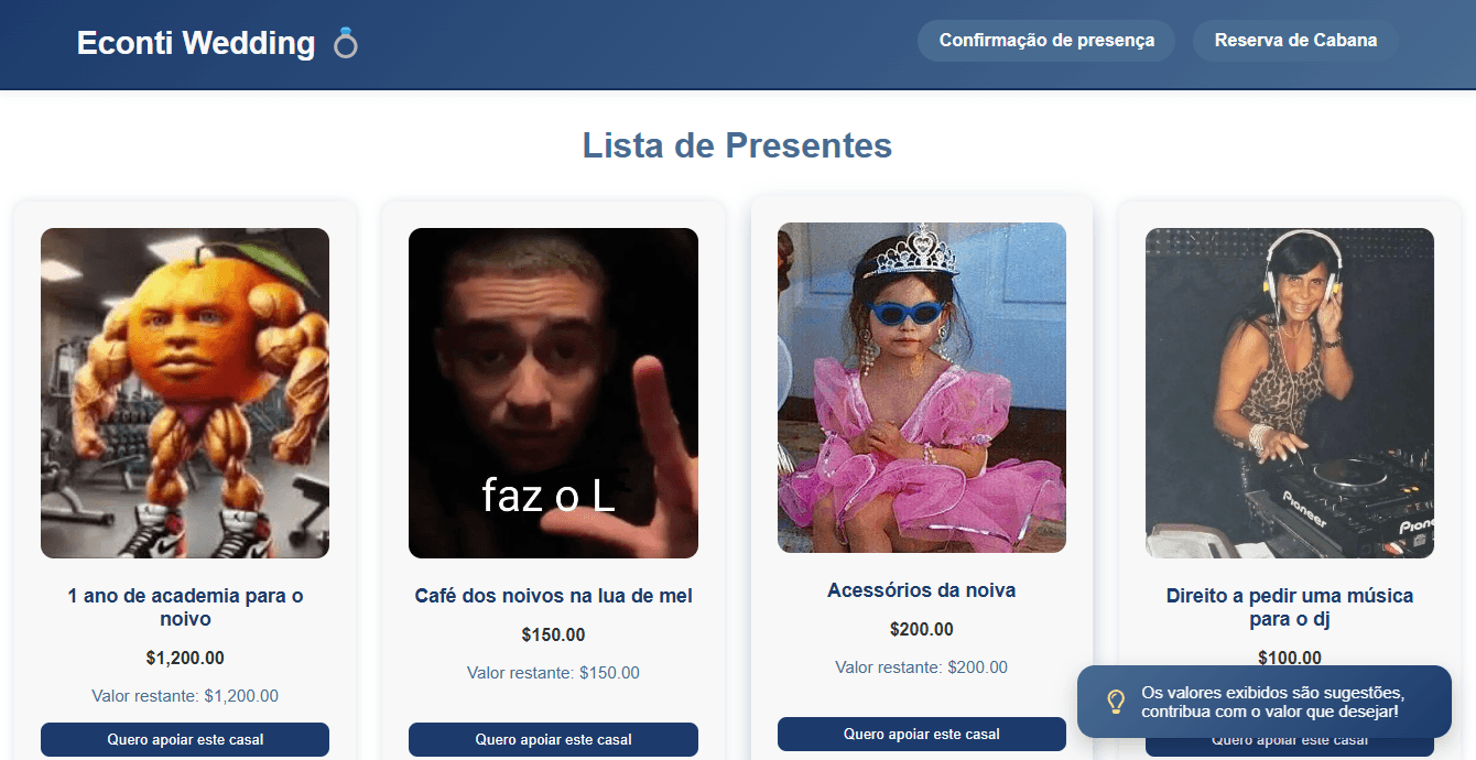 Página de Casamento - Econti